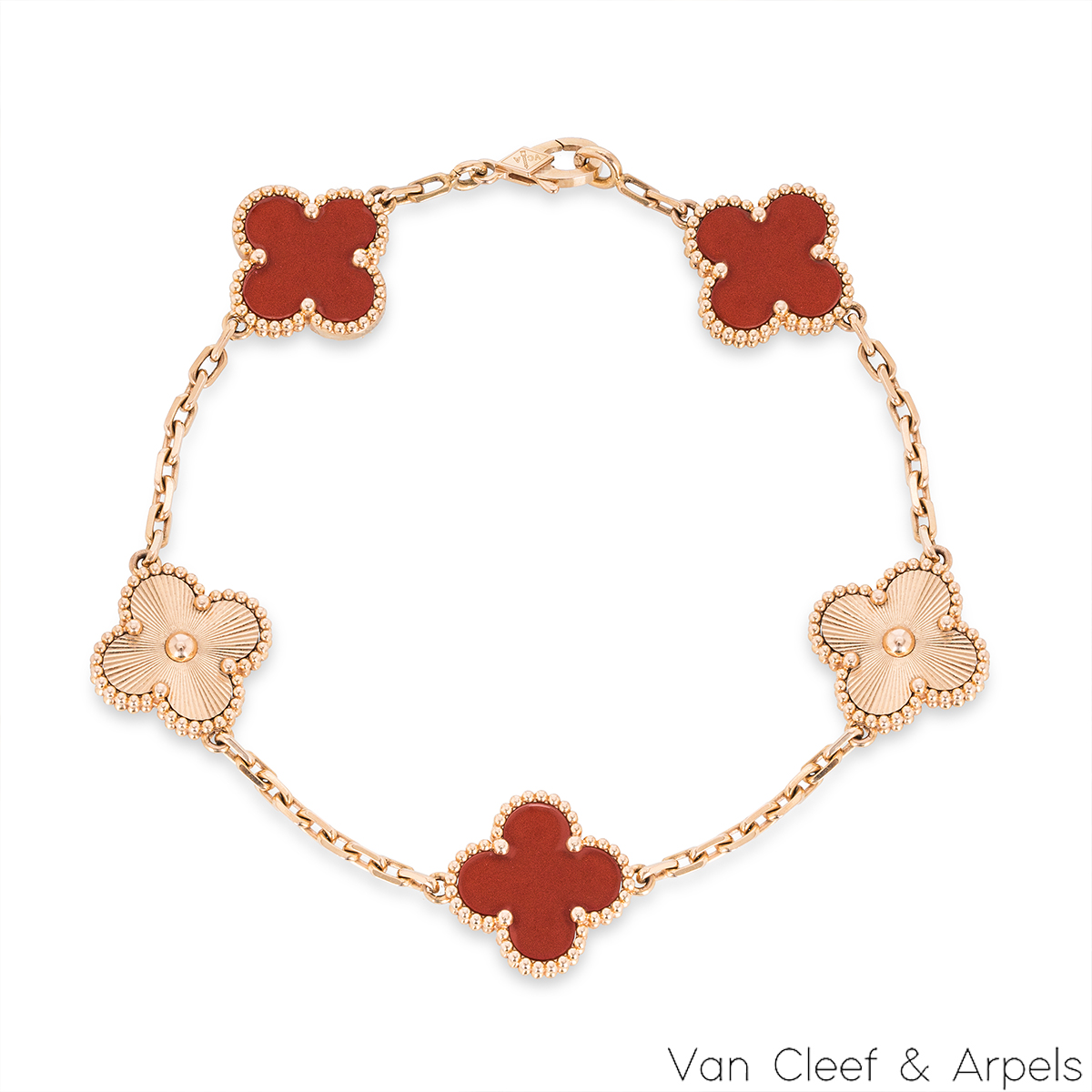 Van Cleef & Arpels VCA Vintage Alhambra Carnelian Rose Gold Pendant